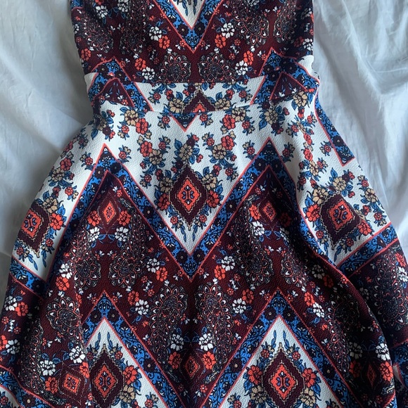 strapless patterned mini dress - Picture 4 of 8